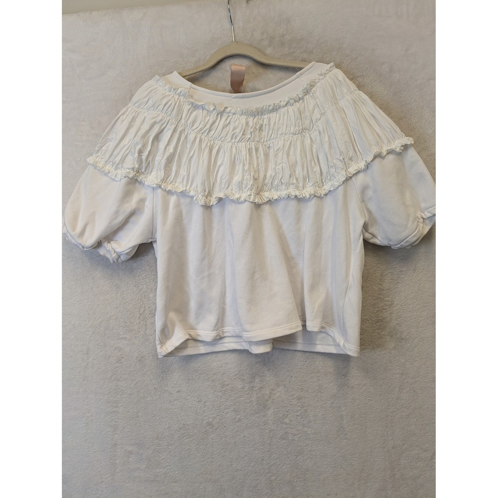Urban Outfitters White Ruffled Yoke Puff Sleeve Top